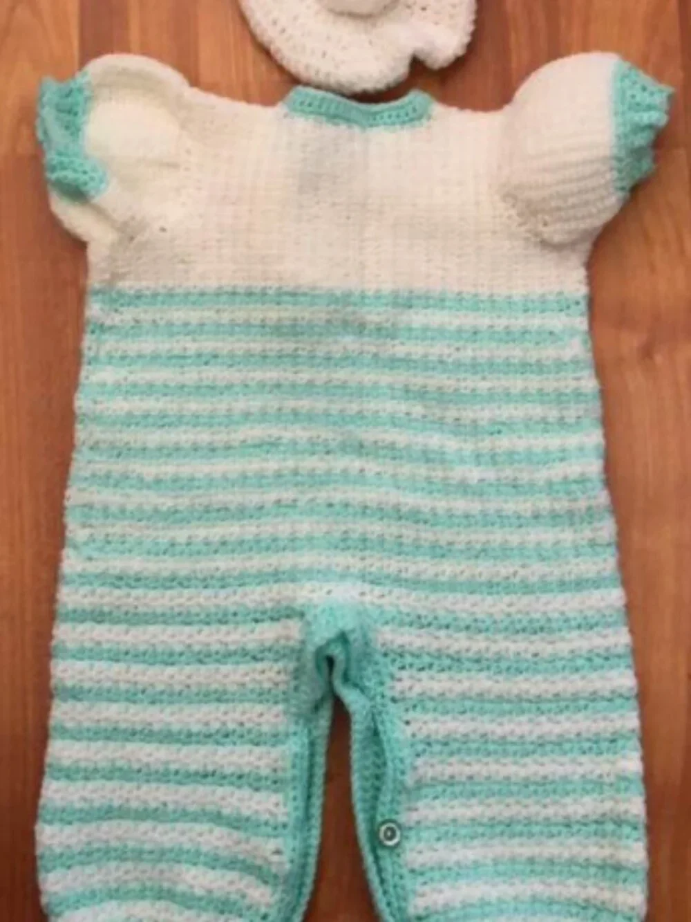 Hand crocheted Baby One piece with Hat